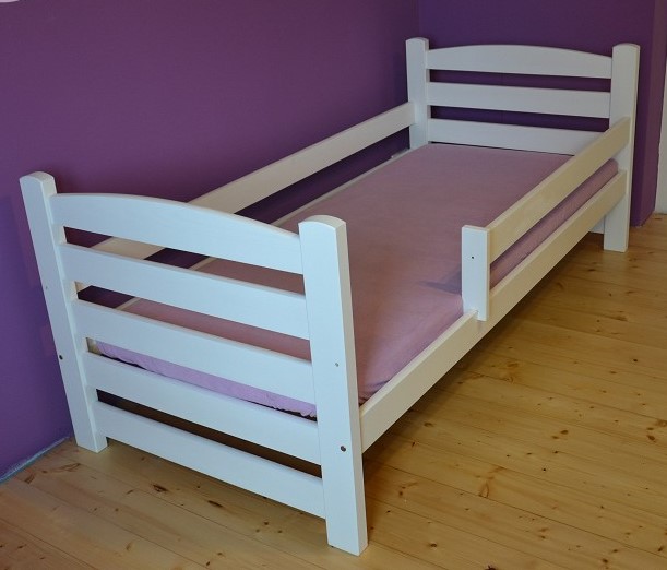 ČESKÁ VÝROBA POSTEL Z MASÍVU OLA 160x80 cm - barva bílá
